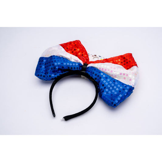 Fourth of July giant blinking ribbon bow headband