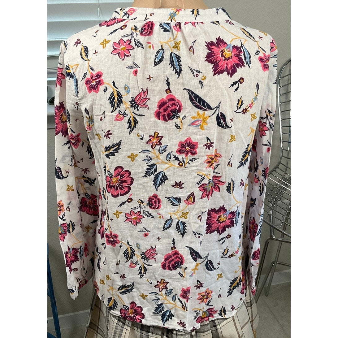 Old Navy Tunic Shirt white floral top sz Small