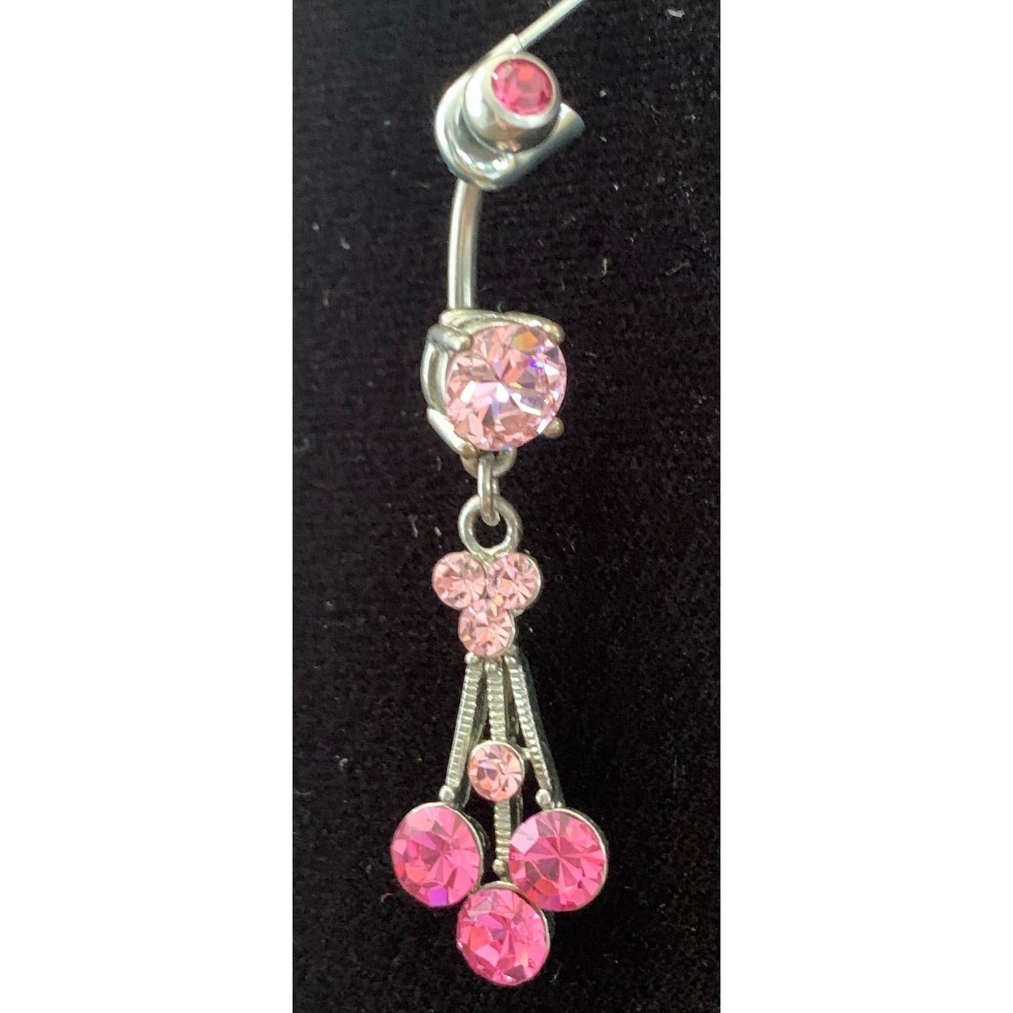 Vintage Y2K 14 g Pink Chandelier Surgical Steel Belly ring