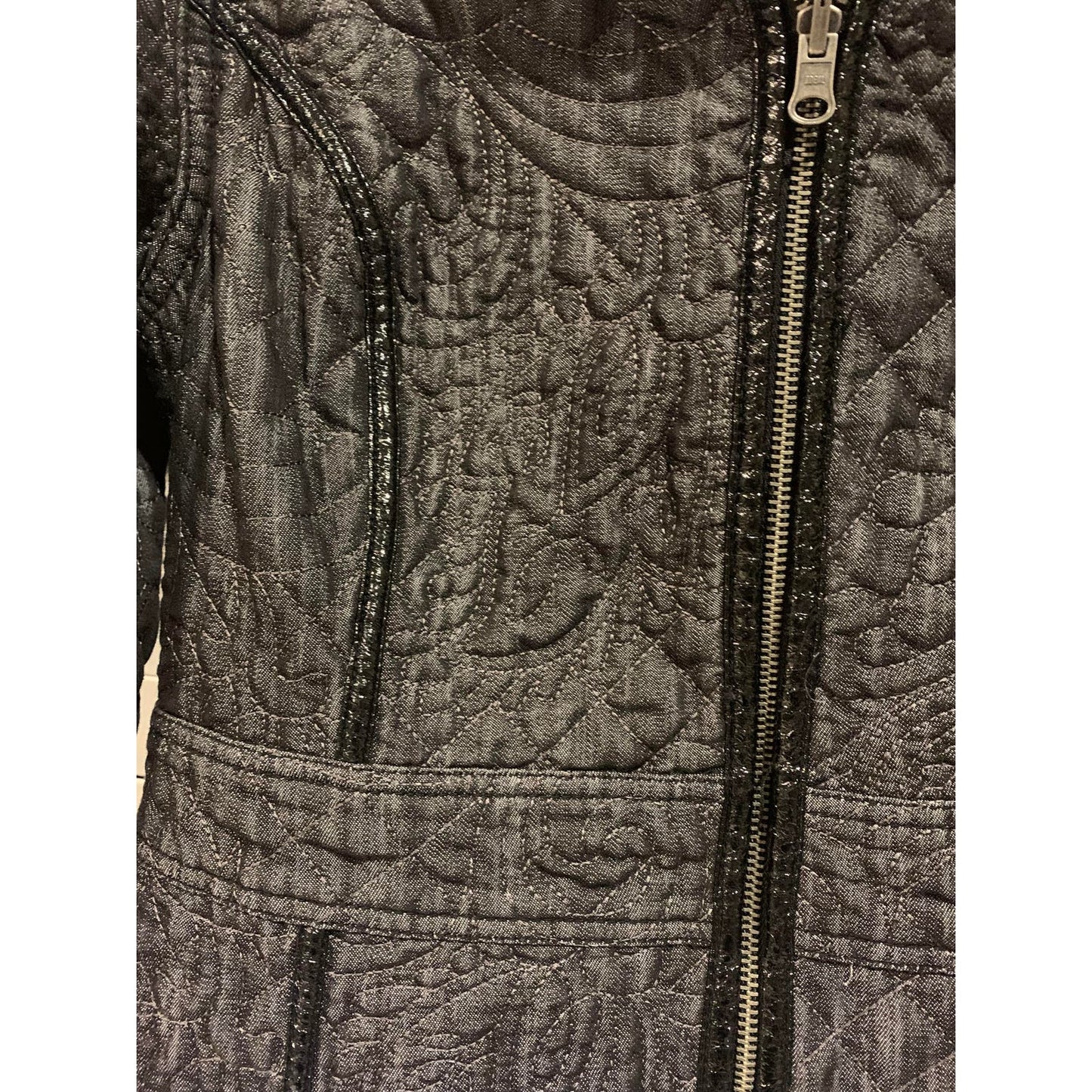 Handmade Black Embroidered Reversible Quilted Jacket Sz M