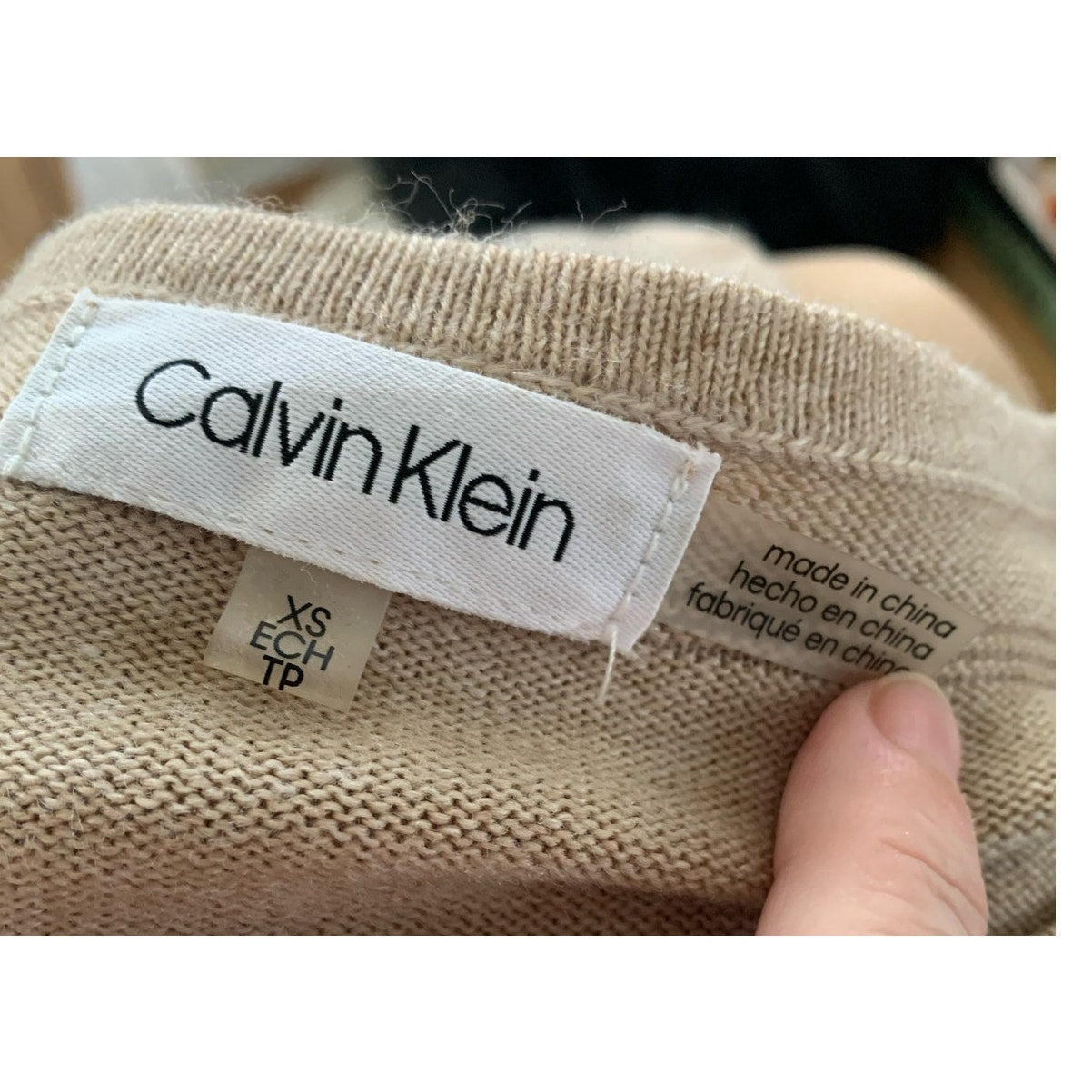 CK Calvin Klein Twofer pullover sweater with faux shirt tails sz XS