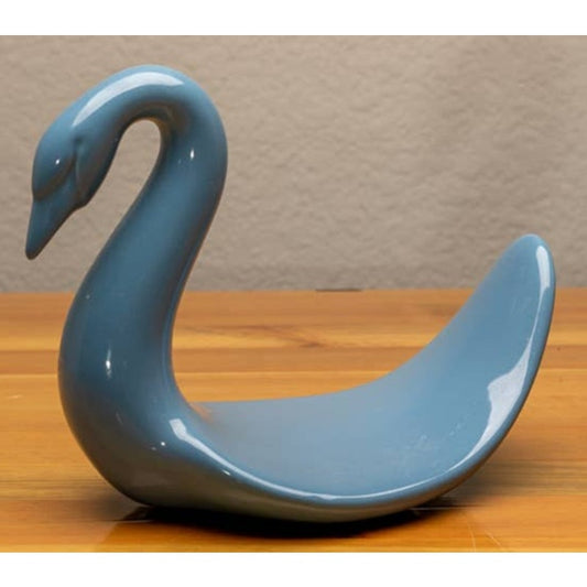 Vintage blue porcelain swan towel holder