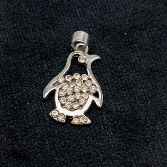 Penguin with crystal rhinestones pendant