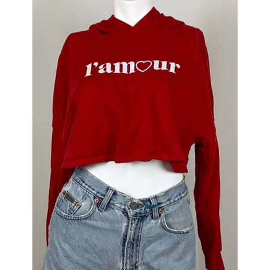 H&M L’mour red cropped hoodie sz S