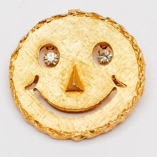 60's/70's Vintage Happy Smiley Face Large Brooch and Pendant