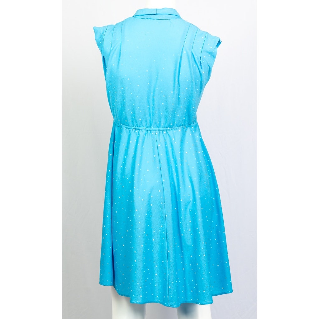 Vintage 60s Blue sky with white speckles summer shift dress sz S