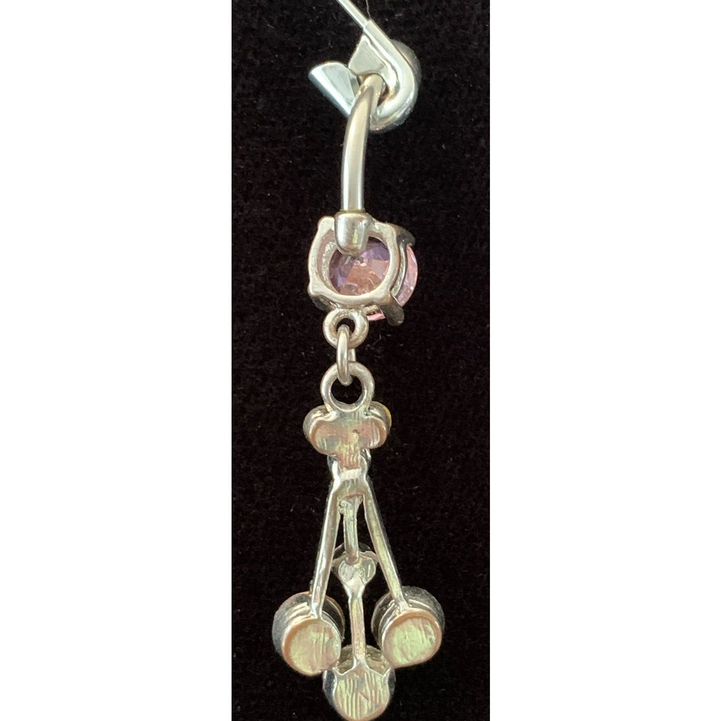 Vintage Y2K 14 g Pink Chandelier Surgical Steel Belly ring