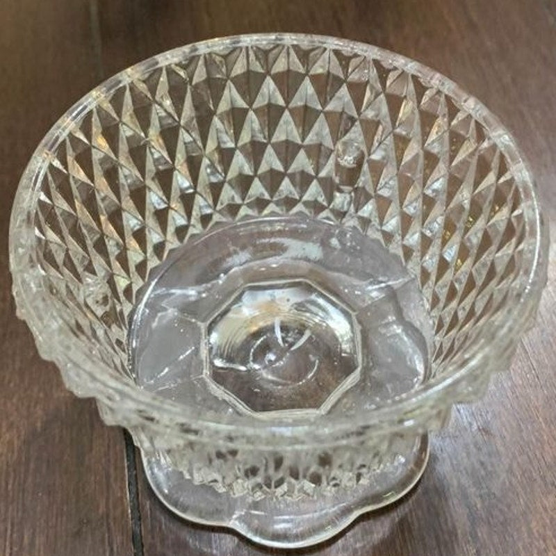 MCM Indiana glass diamond point glass dessert dish