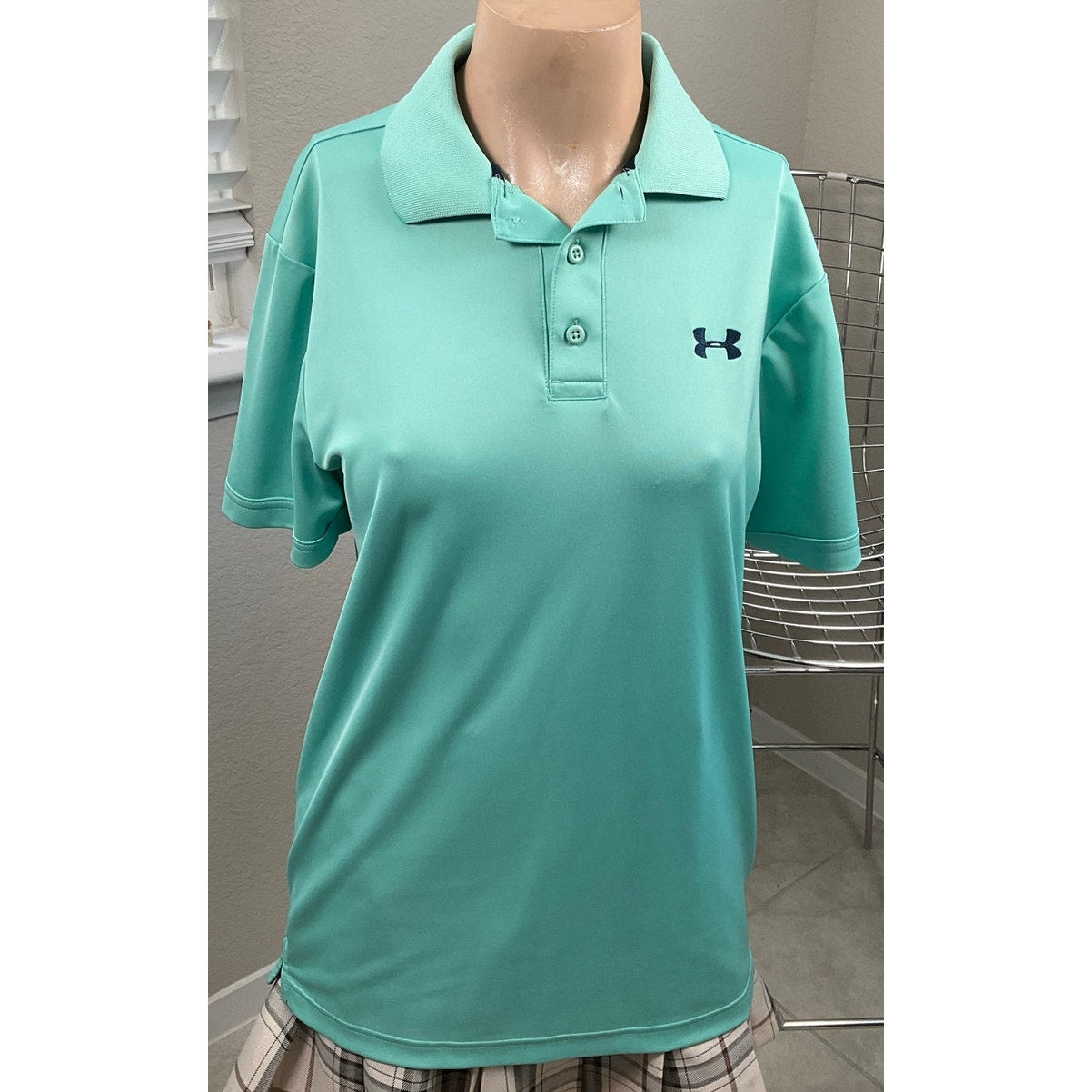 Men's Under Armour mint green logo polo shirt sz "Loose" Small