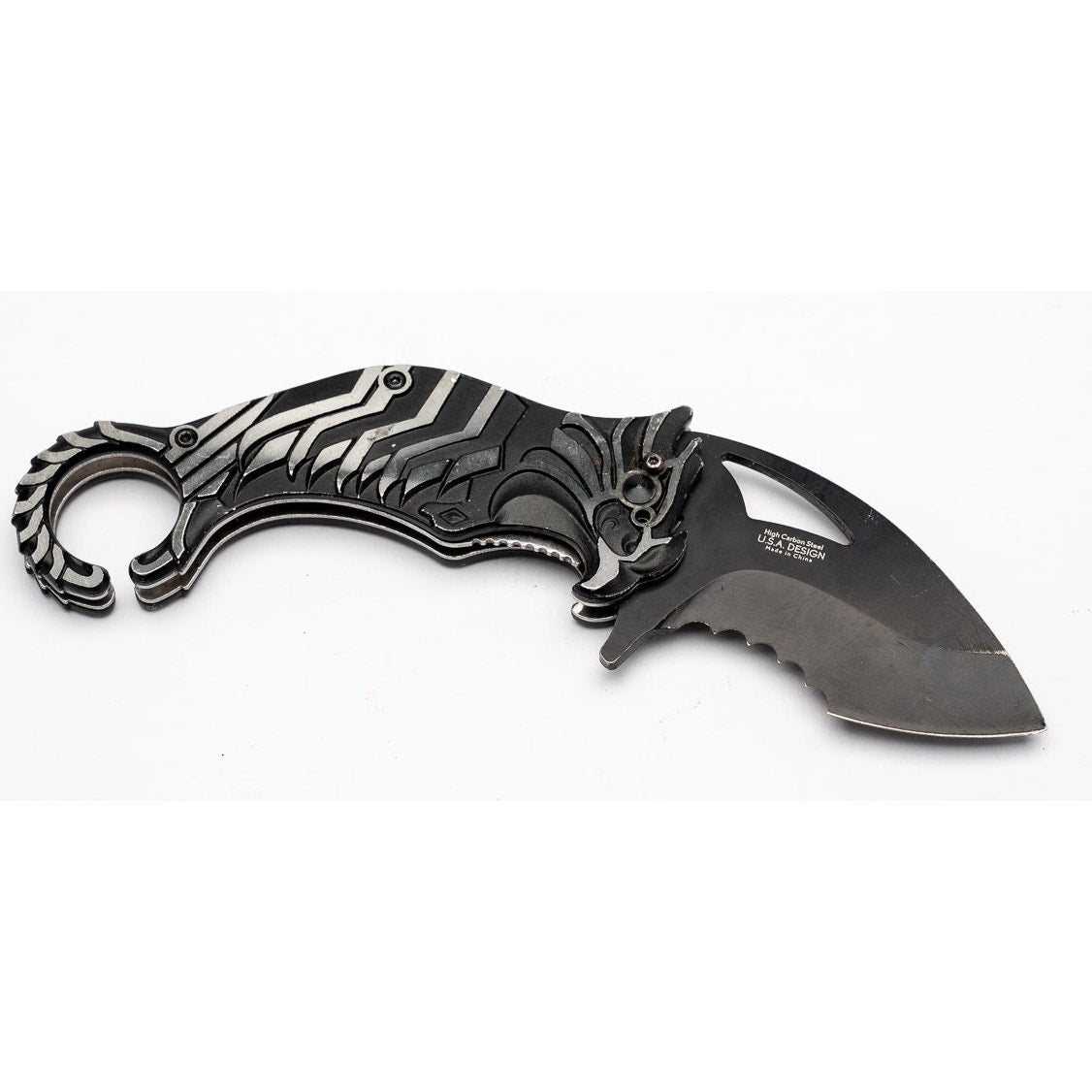 Tac-Force Phoenix Fantasy Collectors Series Karambit Folding Knife in Silver Grey