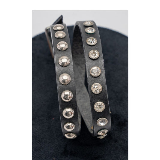 Leather Wrap Rhinestone Bracelet by Dennis and Charles