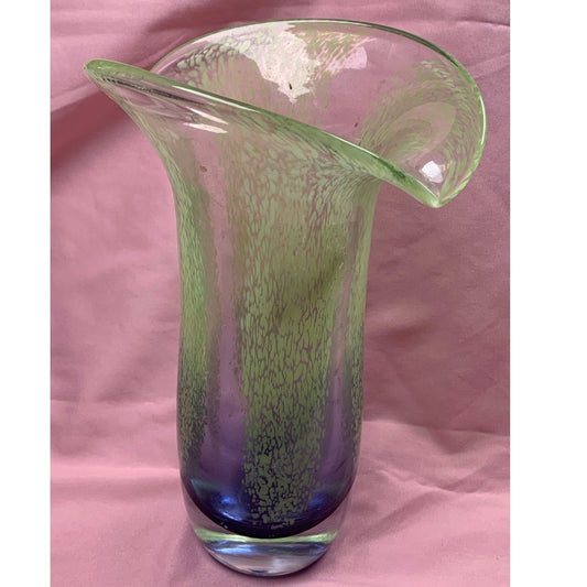 Vintage Telaflora Handblown Art Glass Vase w/Petal Rim