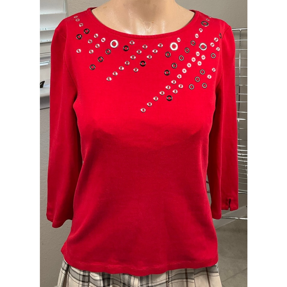 Rafaella Red Long sleeved cotton shirt sz Small