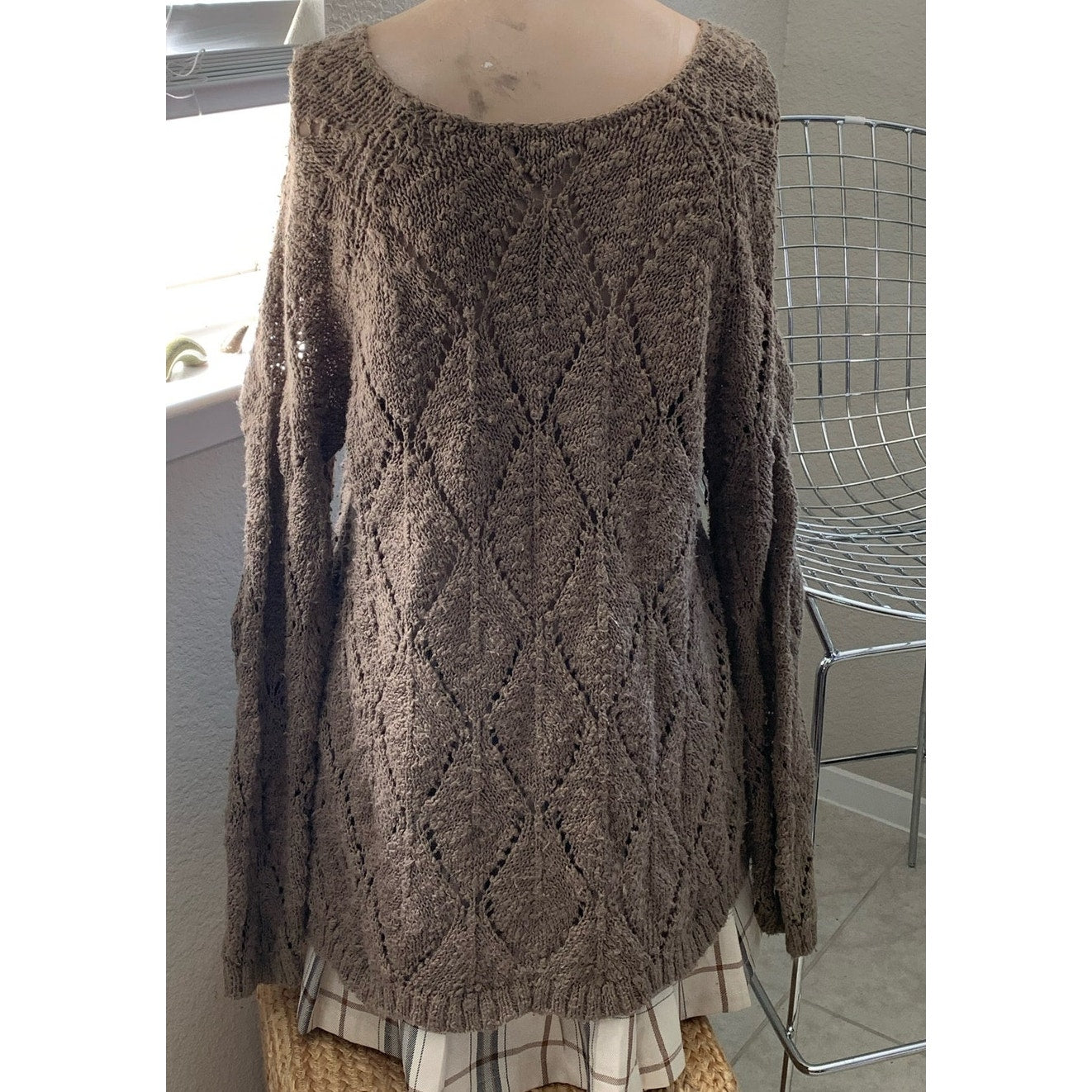 Vintage 90s Grunge brown knit pullover sweater sz L