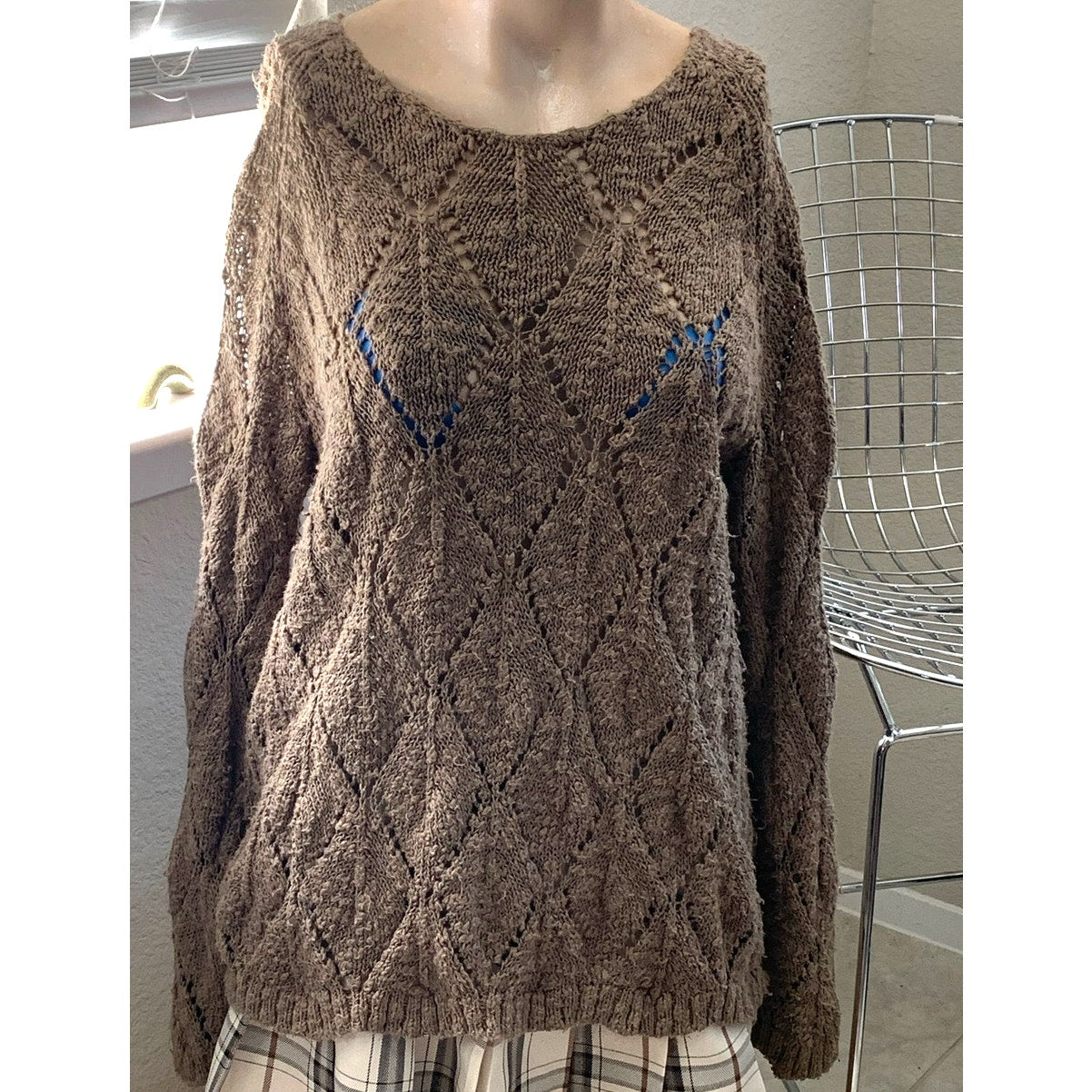 Vintage 90s Grunge brown knit pullover sweater sz L