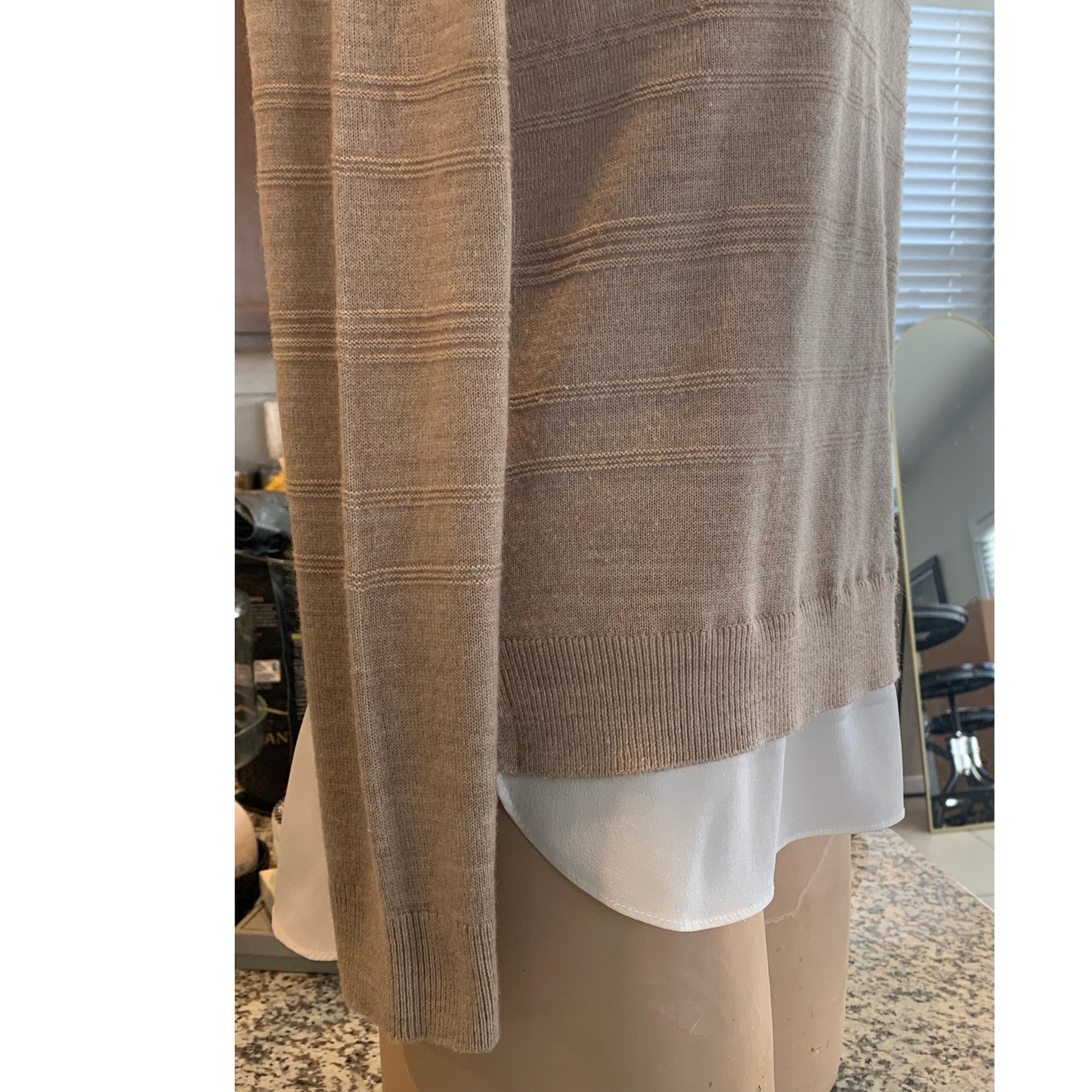 CK Calvin Klein Twofer pullover sweater with faux shirt tails sz XS