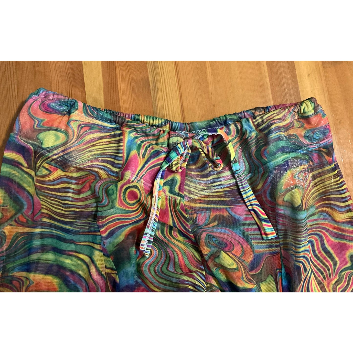 Women's Psychadelic Wide Leg Sheer Harem pants sz M