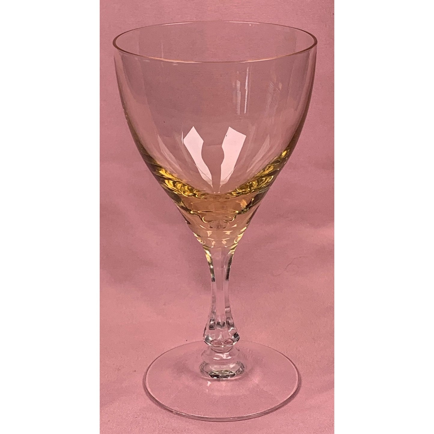 Fosteria "Vogue" gold tint yellow wine/brandy glass