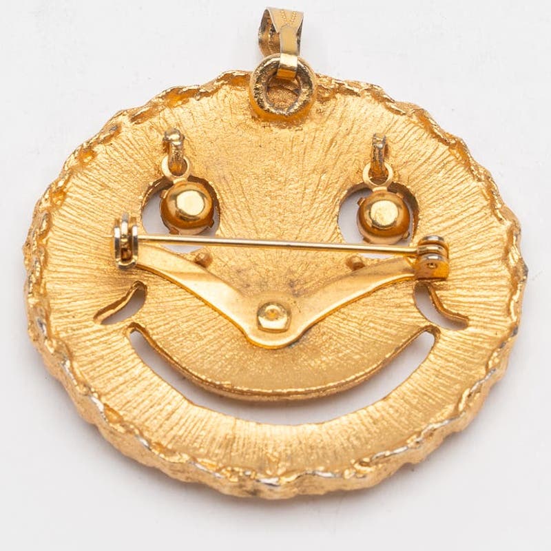 60's/70's Vintage Happy Smiley Face Large Brooch and Pendant