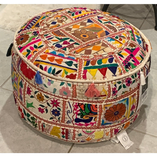 Surya - Karma 12" Pouf ottoman home decor from India