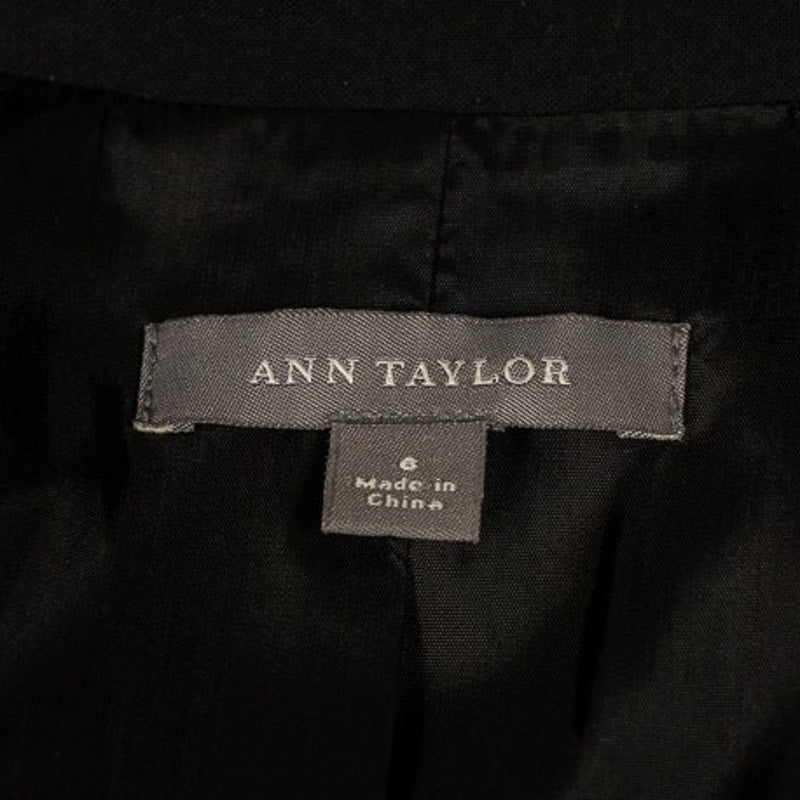 Ann Taylor Black Button Down Blazer Jacket Long Sleeve Lined - Size 6