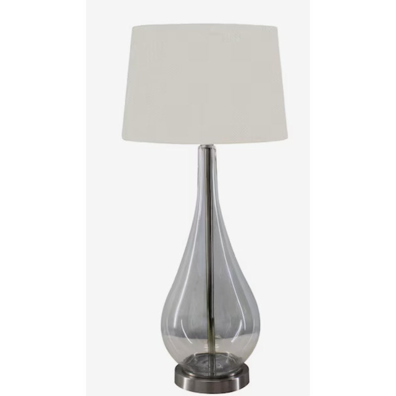 Allen + Roth large brushed nickel finish lamp w glass teardrop base lamp