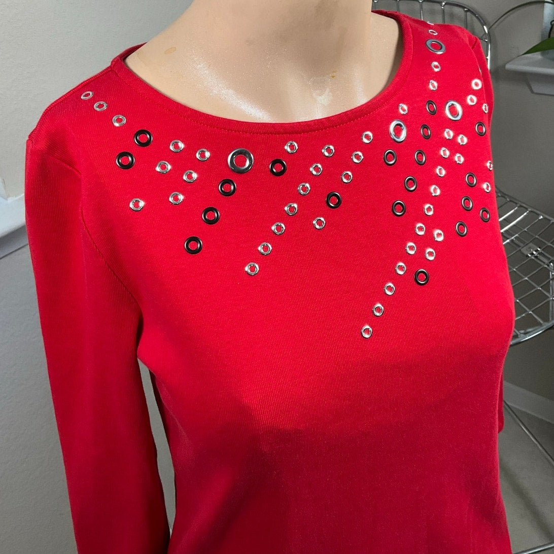 Rafaella Red Long sleeved cotton shirt sz Small