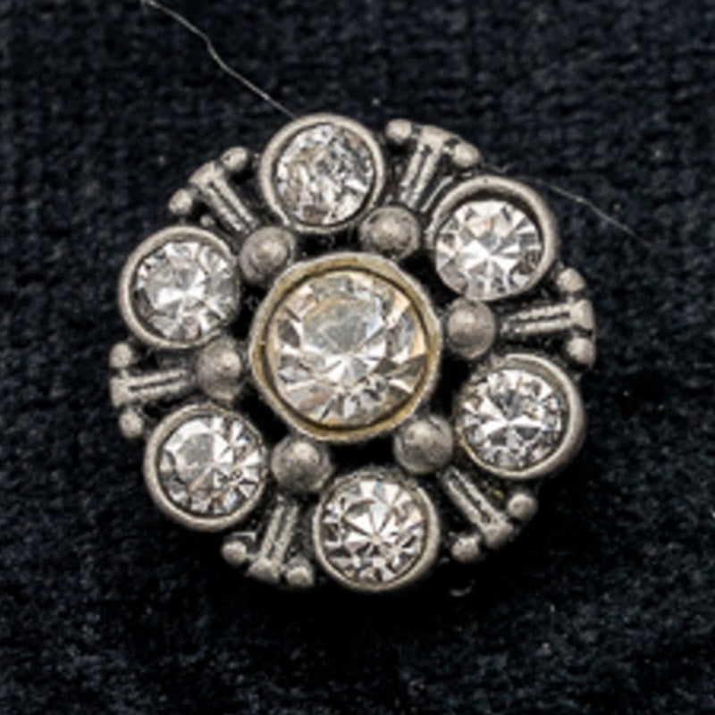 Vintage Silver Starburst Rhinestone Pin Brooch