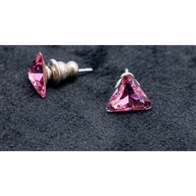 Elegant Triangle Studs in Fuchsia Pink Cubic Zirconia