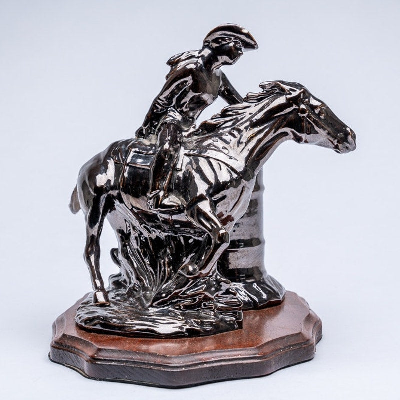 Doc Holiday - Female Barrel Racer - Rough Cuts Metallic glass sculpture