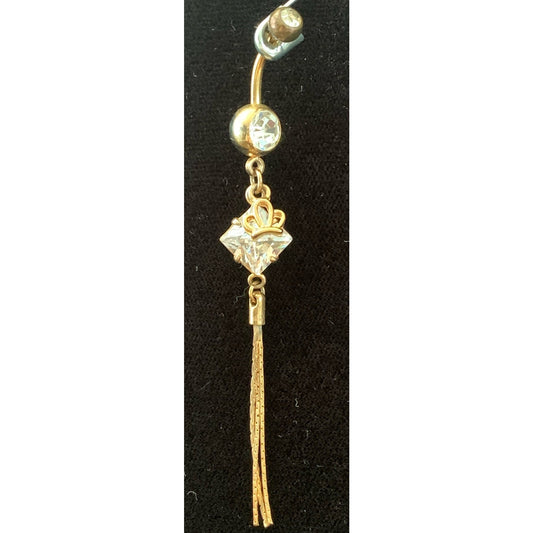 Y2K 14 g Gold tone Crown Chandelier Surgical Steel Belly ring