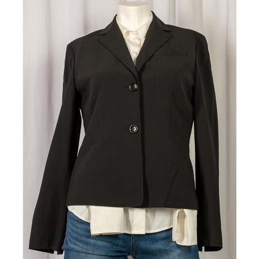 Ann Taylor Black Button Down Blazer Jacket Long Sleeve Lined - Size 6