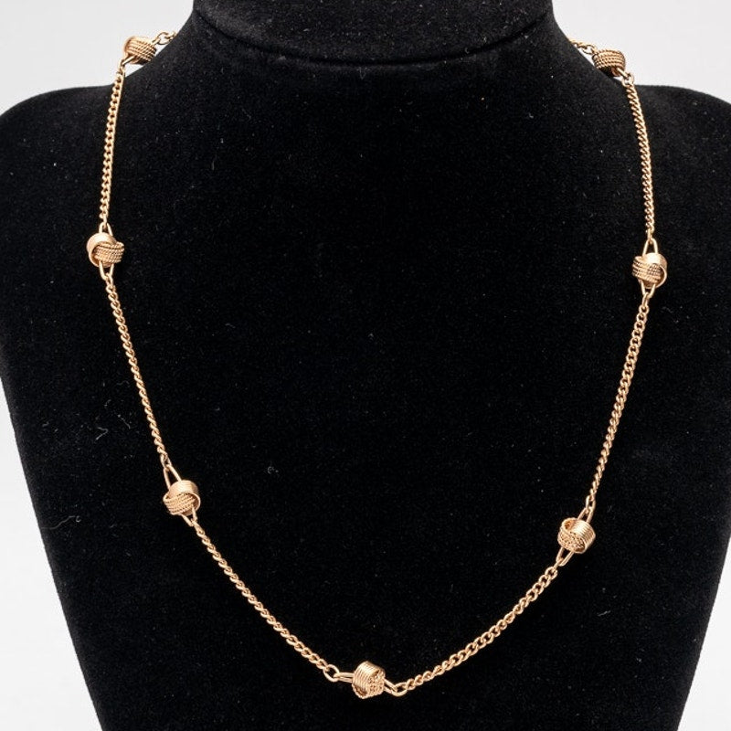 Vintage 1977 Avon Dainty Choker Necklace w/ Love Knots Gold Tone