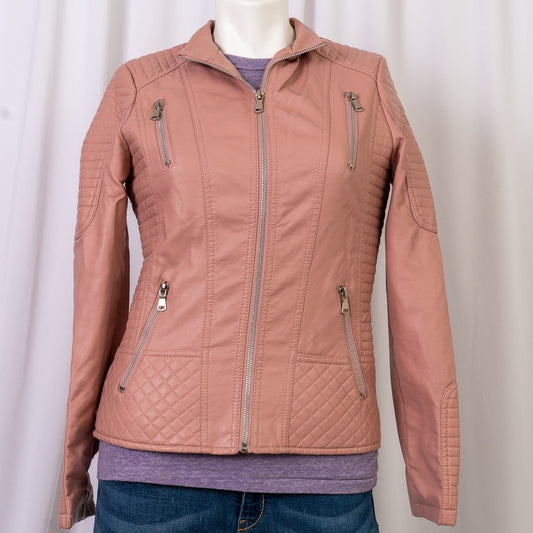 Pink YMI faux leather moto jacket size S