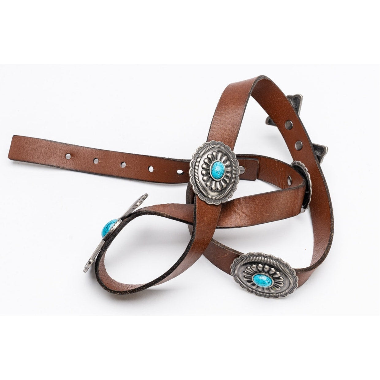 Cowgirl Western Treasure & Bond Concho Leather Belt Brown