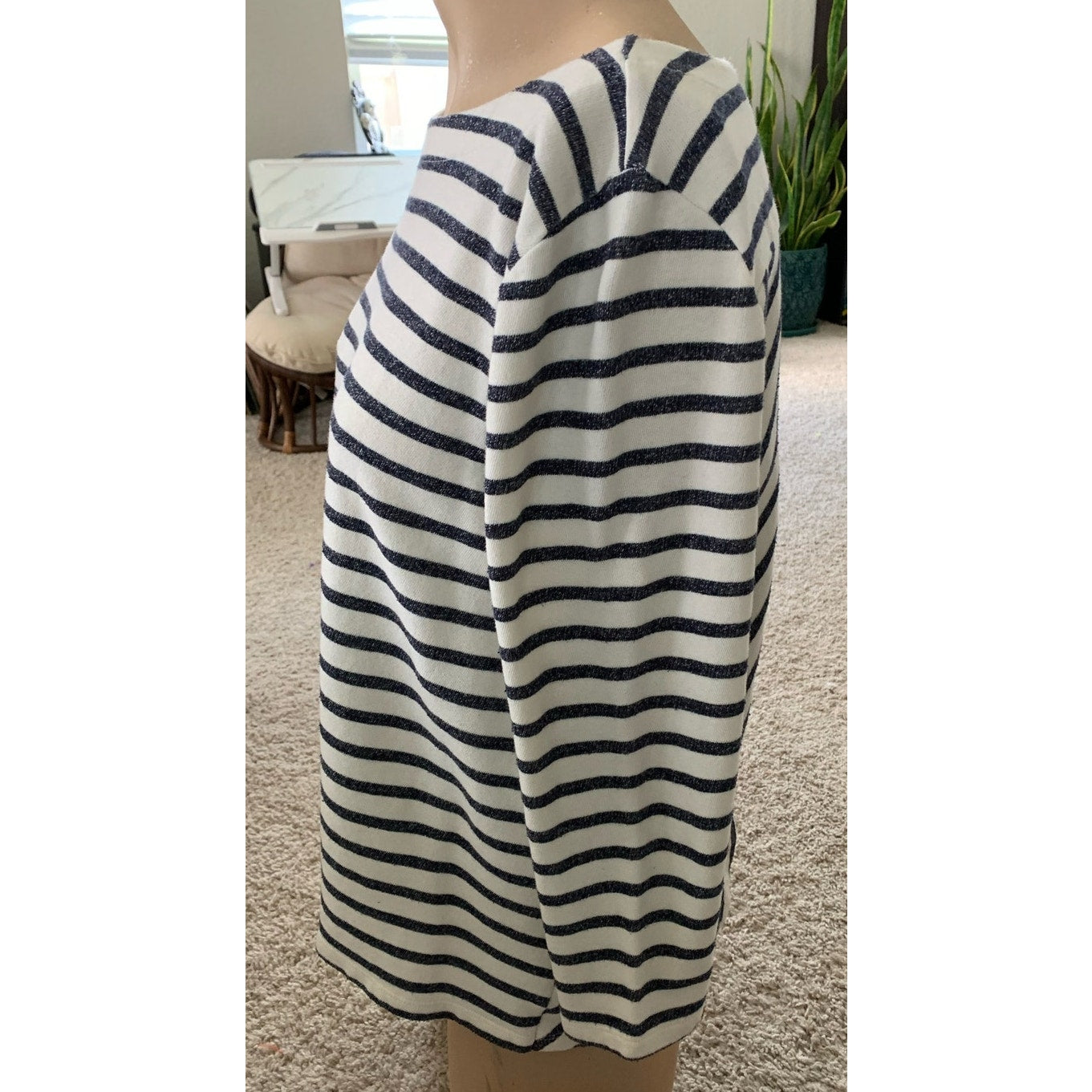 Loft Relaxed fit striped cotton petal back blouse sz L