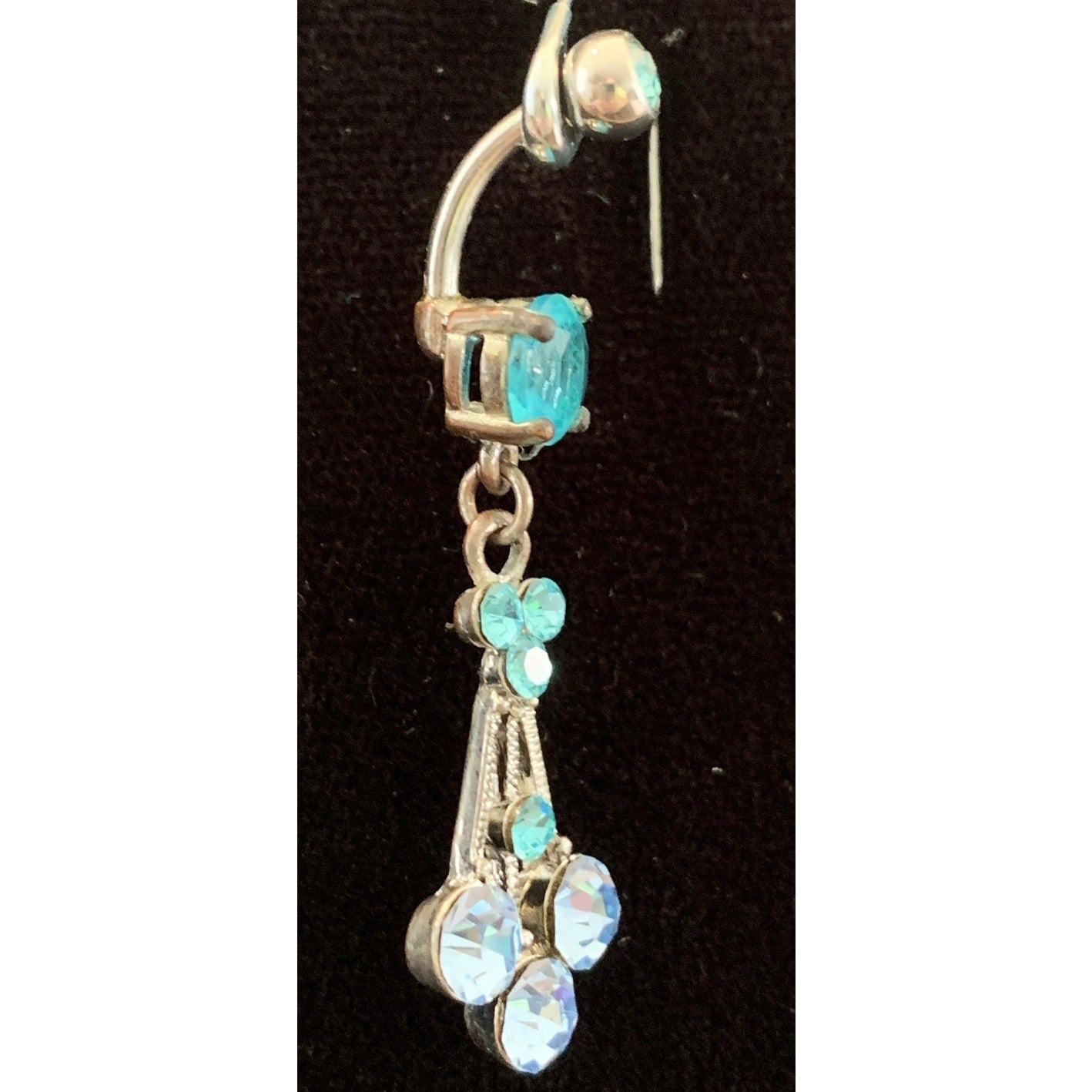 Vintage Y2K 14 g Blue Chandelier Surgical Steel Belly ring