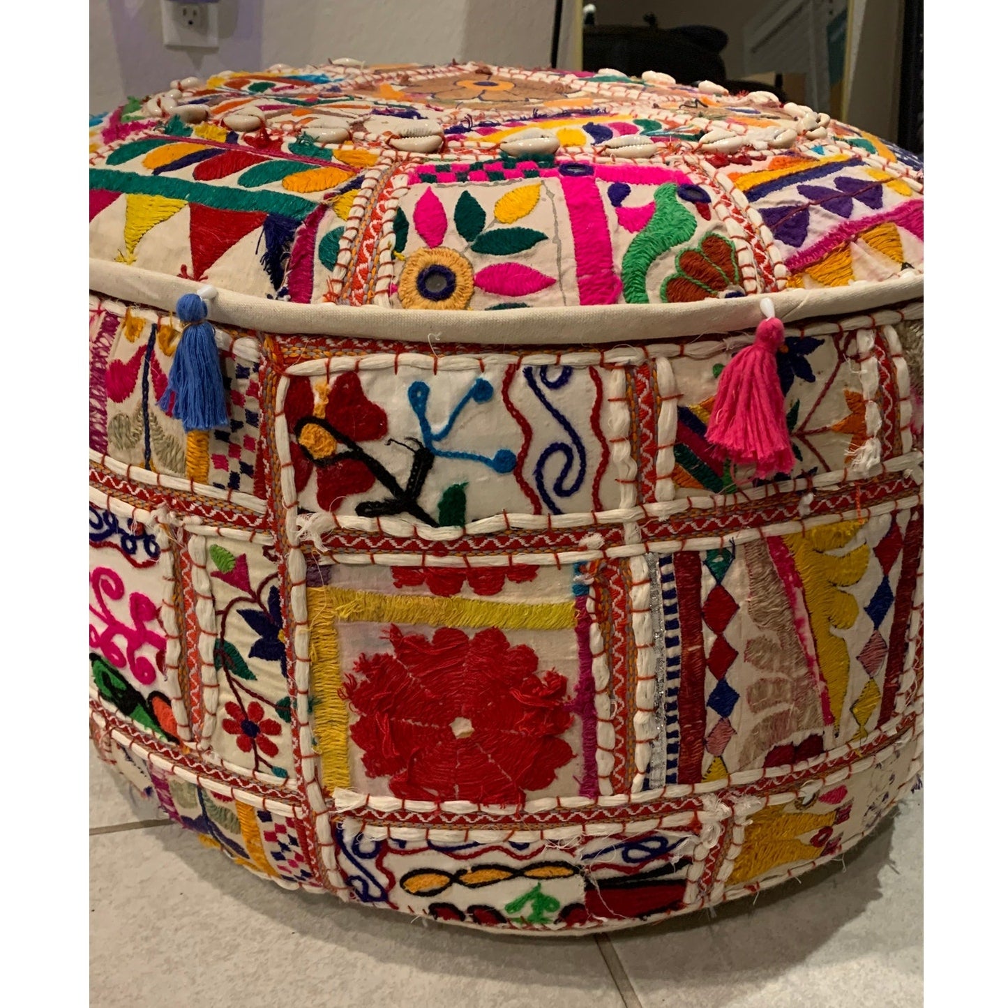 Surya - Karma 12" Pouf ottoman home decor from India