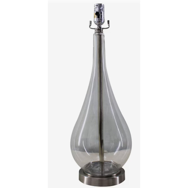 Allen + Roth large brushed nickel finish lamp w glass teardrop base lamp