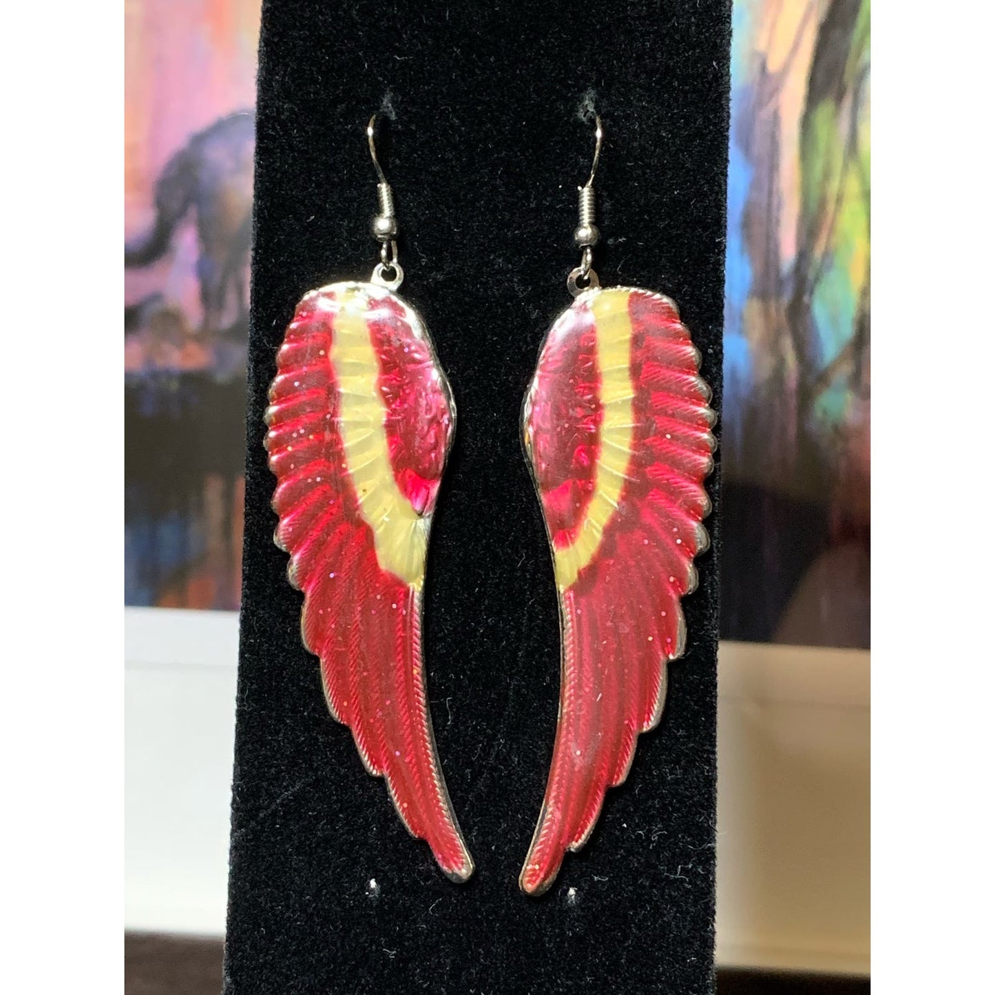 Y2K Red dangle metal angel wings