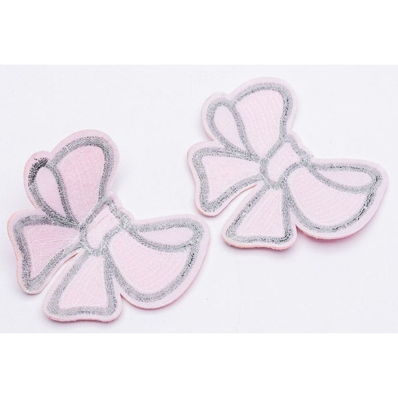 Two matching Pink Sequin Bow iron on patches