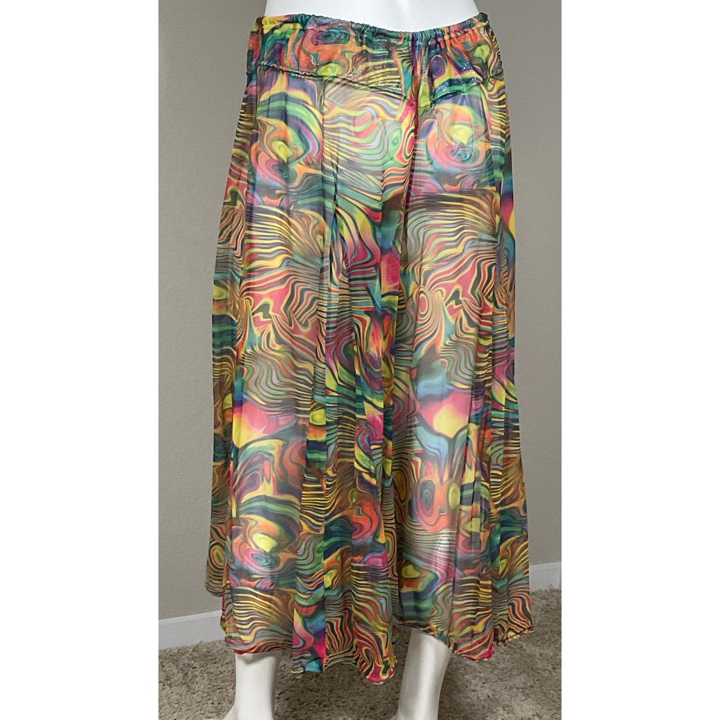 Women's Psychadelic Wide Leg Sheer Harem pants sz M