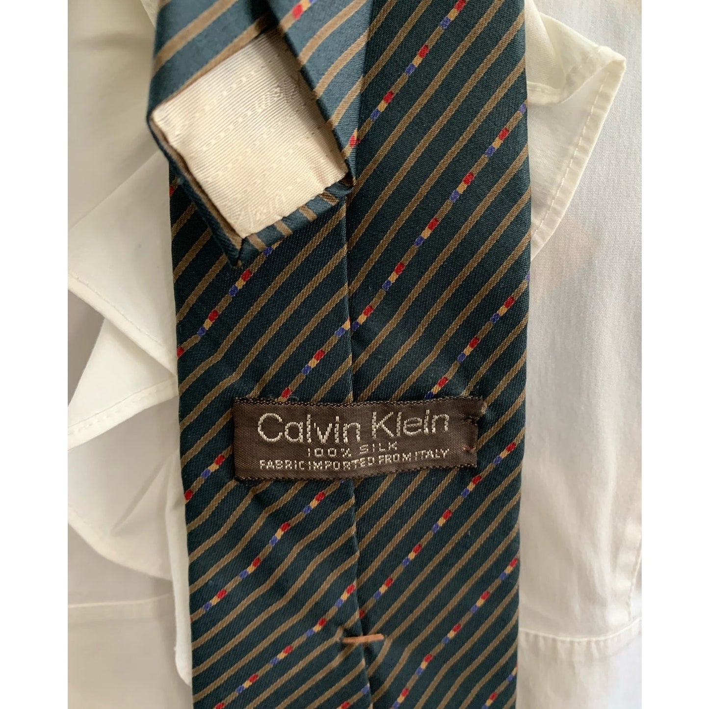 Vintage Calvin Klein Blue and brown striped silk tie