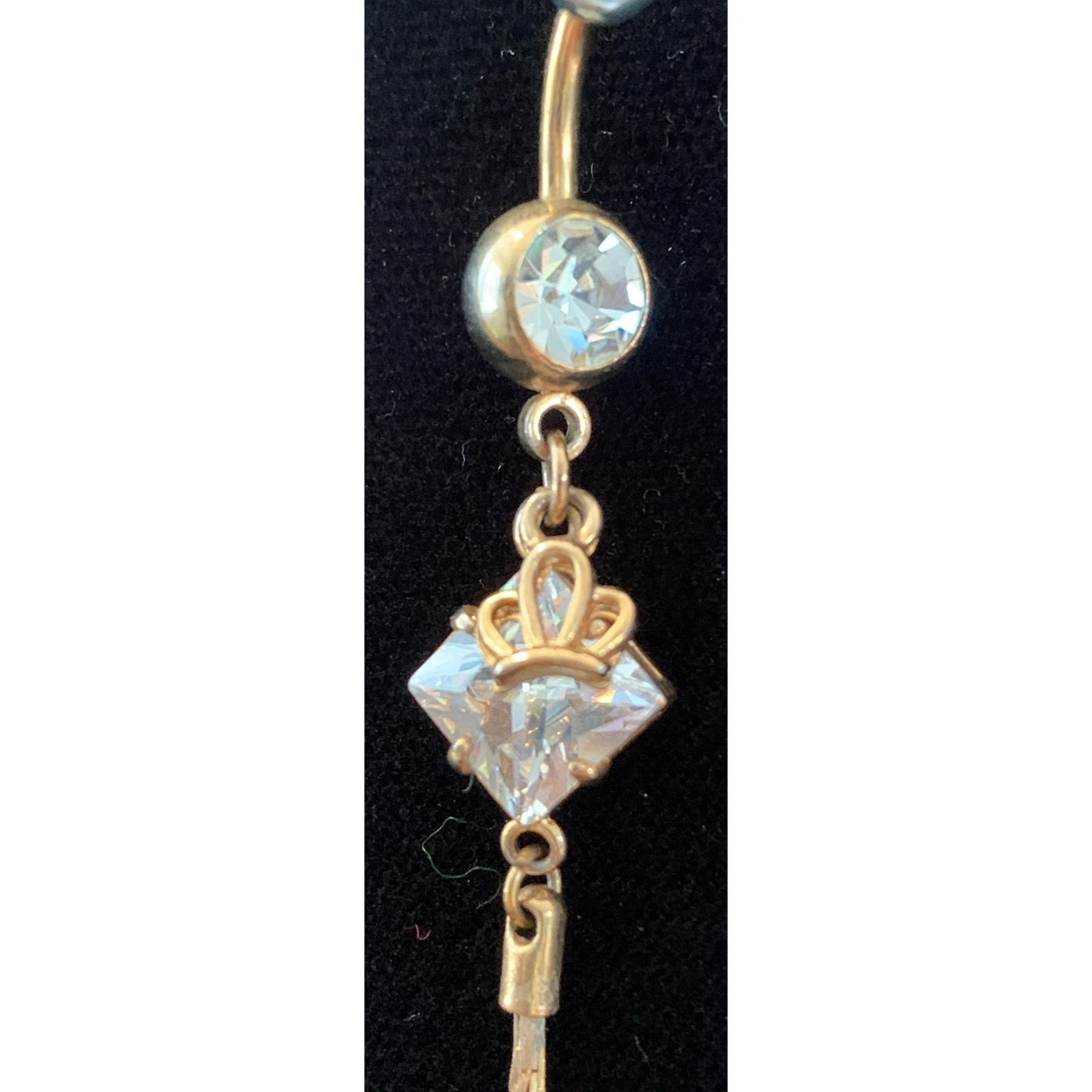 Y2K 14 g Gold tone Crown Chandelier Surgical Steel Belly ring