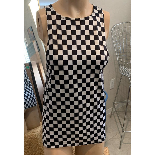 Harley Quinn's black checkered peek-a-boo tank size M