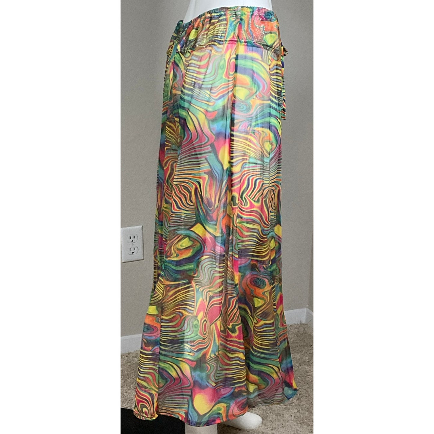 Women's Psychadelic Wide Leg Sheer Harem pants sz M