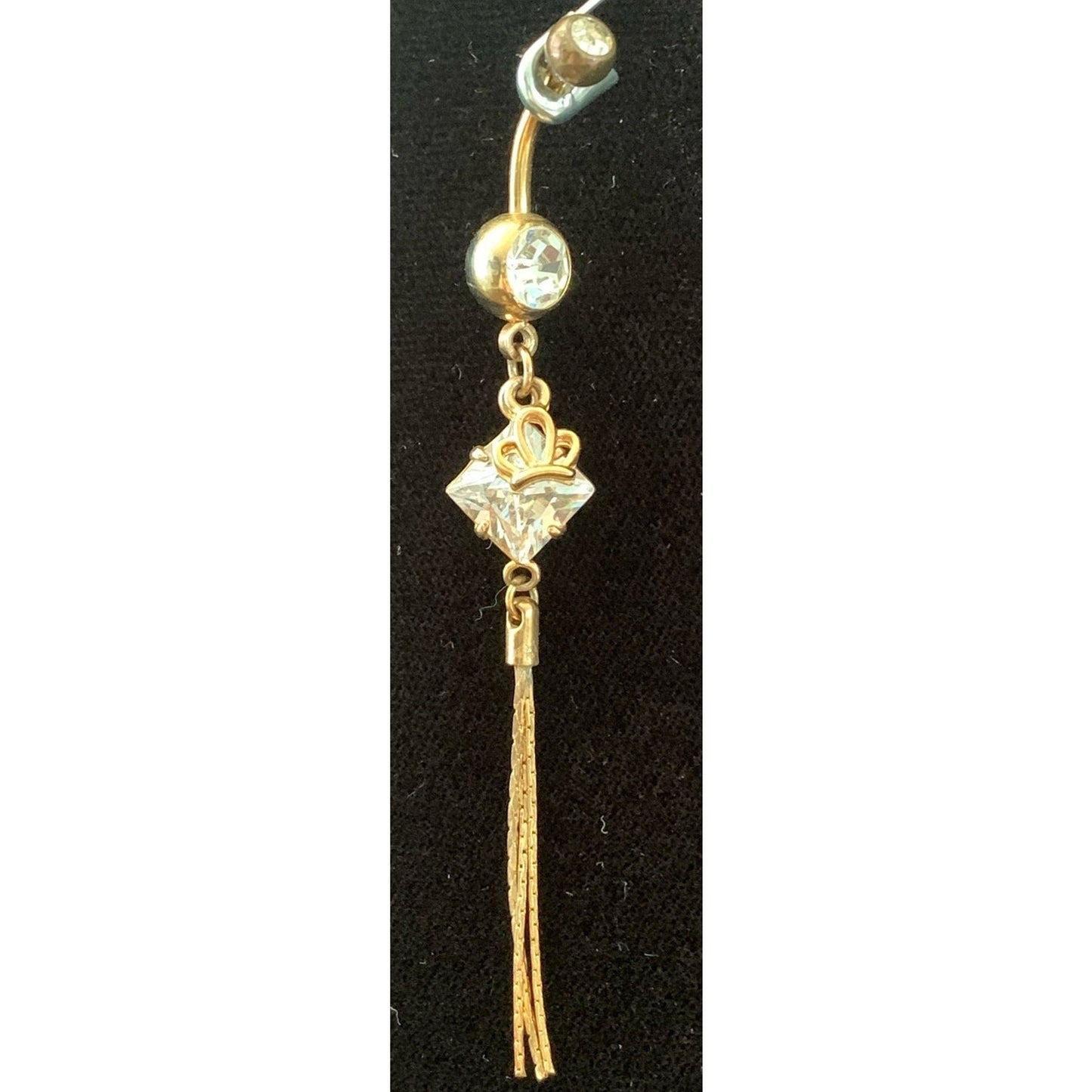 Y2K 14 g Gold tone Crown Chandelier Surgical Steel Belly ring