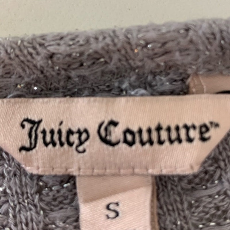 Y2K Juicy Couture blinged babydoll grey knit blouse sz S