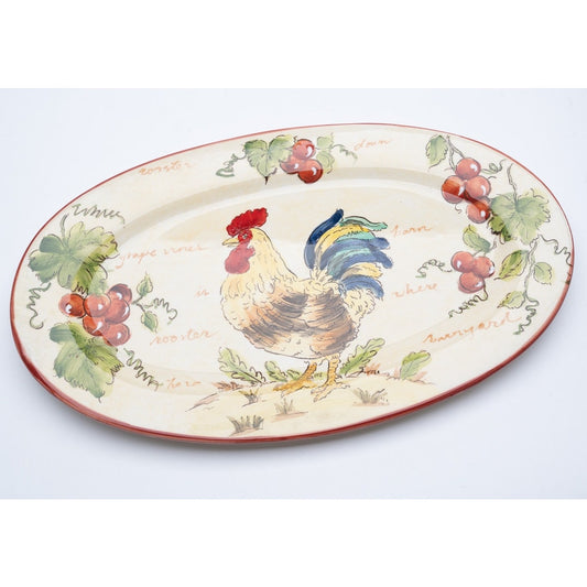 Vintage Chianti Rooster Ceramic serving platter Country Dinner Ware