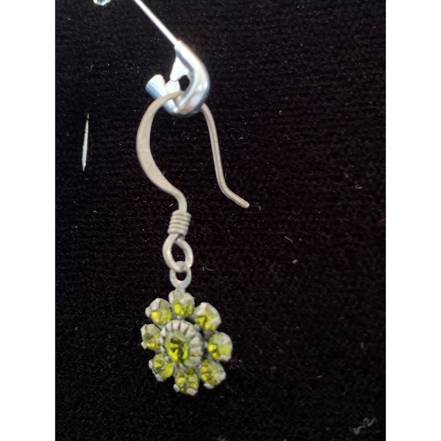 Vintage green apple peridot flower silver earrings